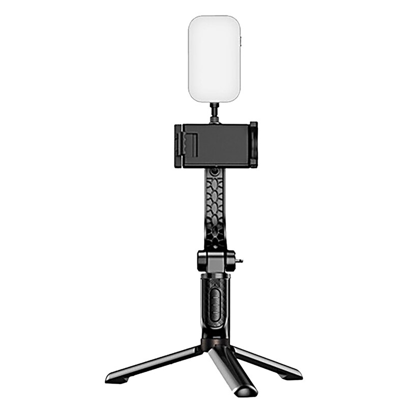 Verwacklungsfreier selfie-stick für smartphones mit 360 °-drehung, faltbarem stabilisator und faltbarem stativ: Led-fülllicht
