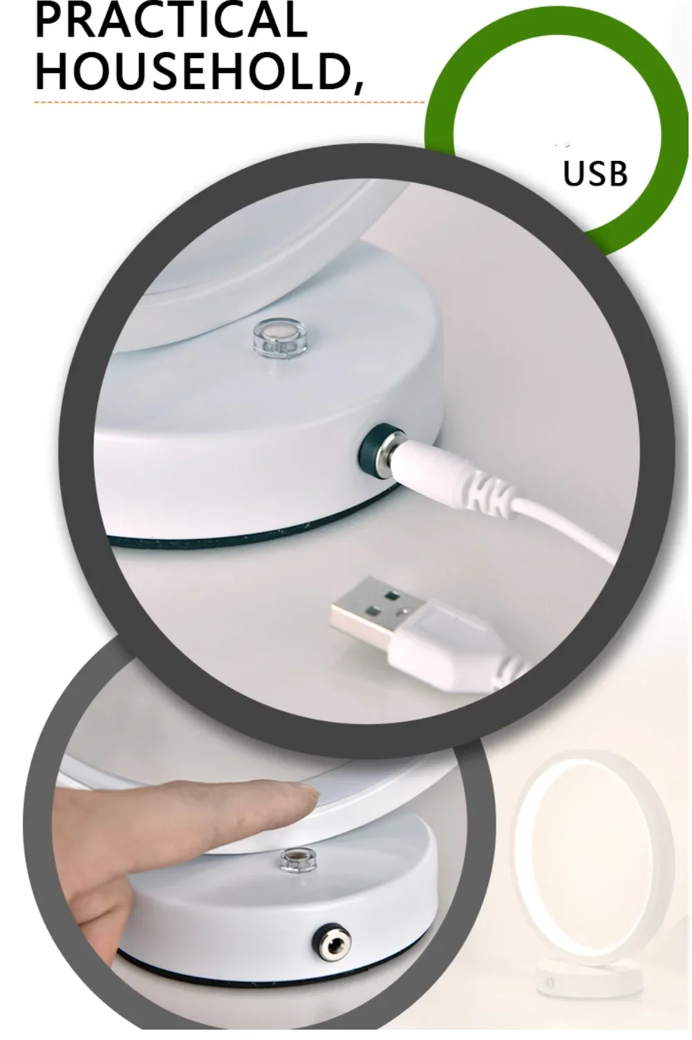 20cm led enkel sirkulær ringbordlampe soverom nattbord stue restaurant hotell dekorativ lampe dimbar rund nattlampe