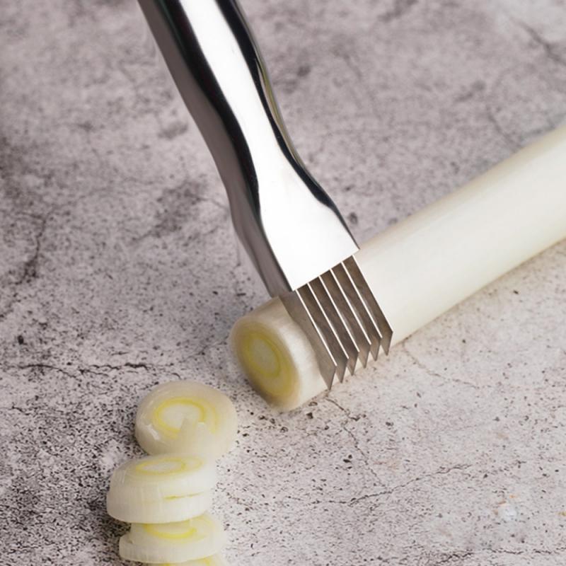 Roestvrijstalen uiensnijder, uienvork, fruit- en groentesnijder, uiensnijder, snijmes, veilige snijhulp, keukengereedschap