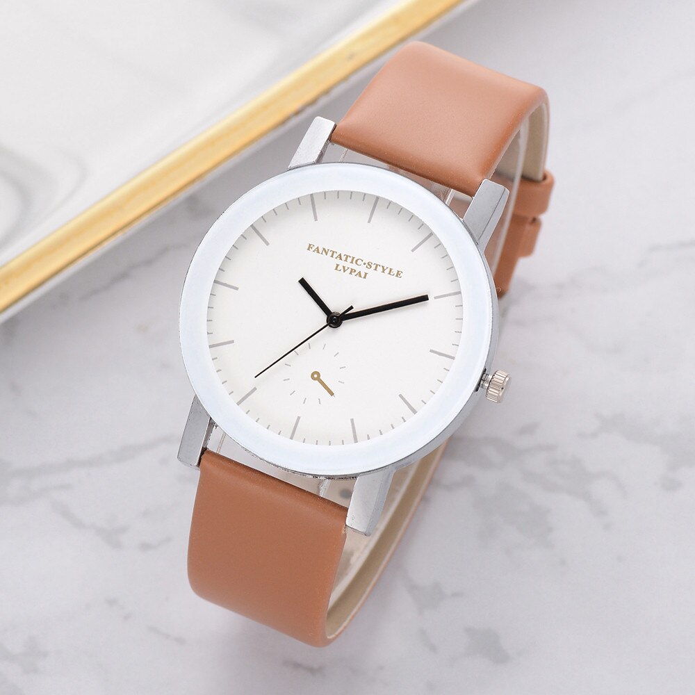 Lvpai geel dameshorloge quartz leren band polshorloge relogio feminino montre femme horloge zegarek damski: C