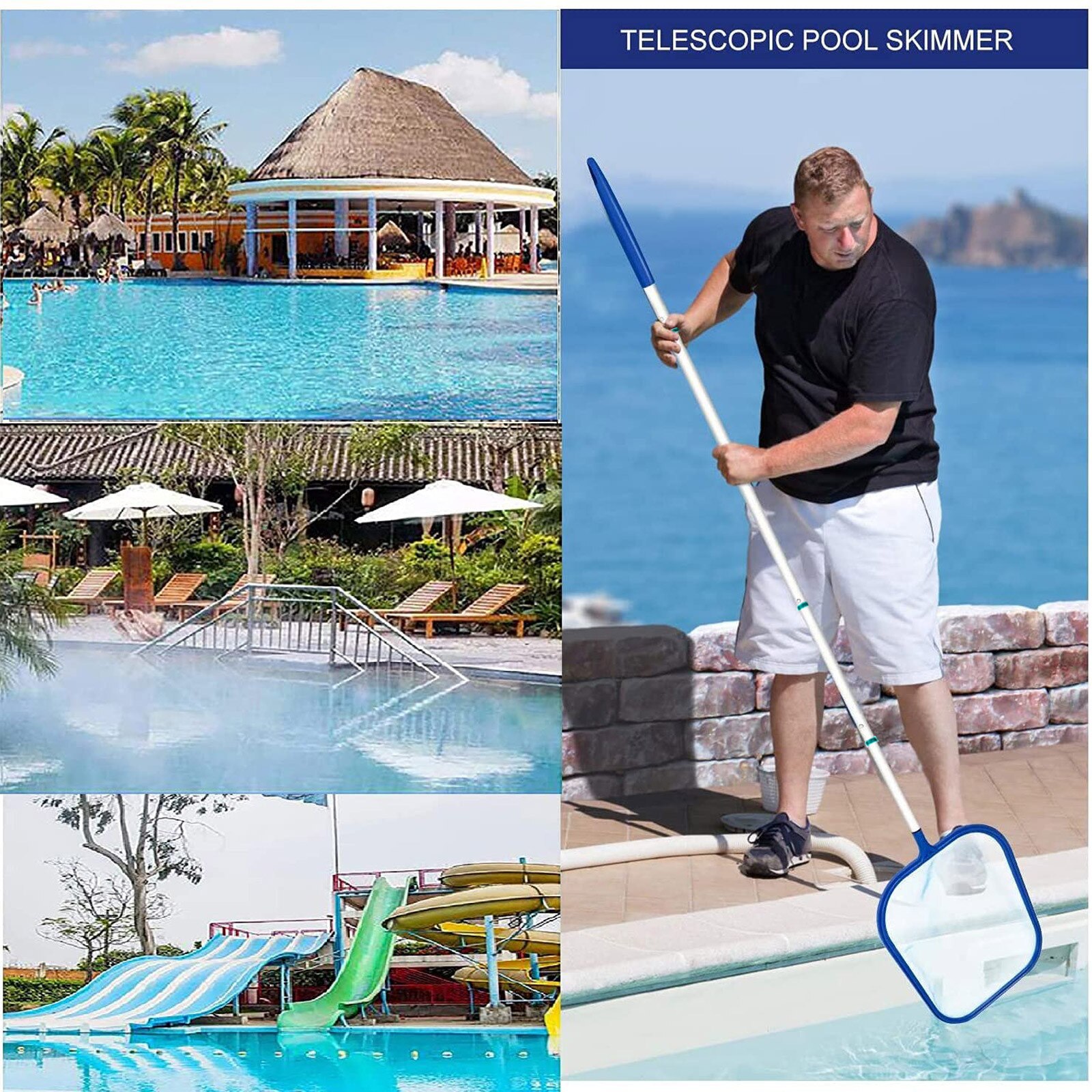 40# Telescopic Swimming Pool Durable Cleaning Tools Swimming Pool Accessory Removable Pool Piscine Accessoire