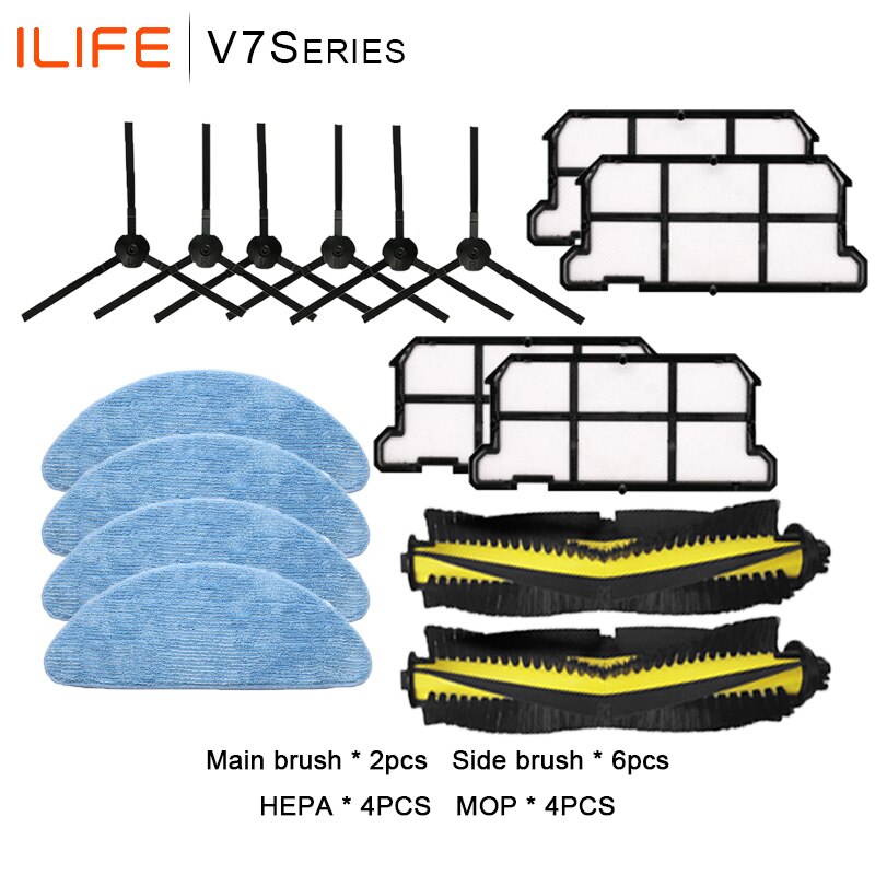 For Ilife V7S Robot Vacuum Cleaner Parts Roller Brush Side Brush Coth Mop HEPA Filter Ilife V7S Pro V7s V7s Plus V7 Accessories: 014