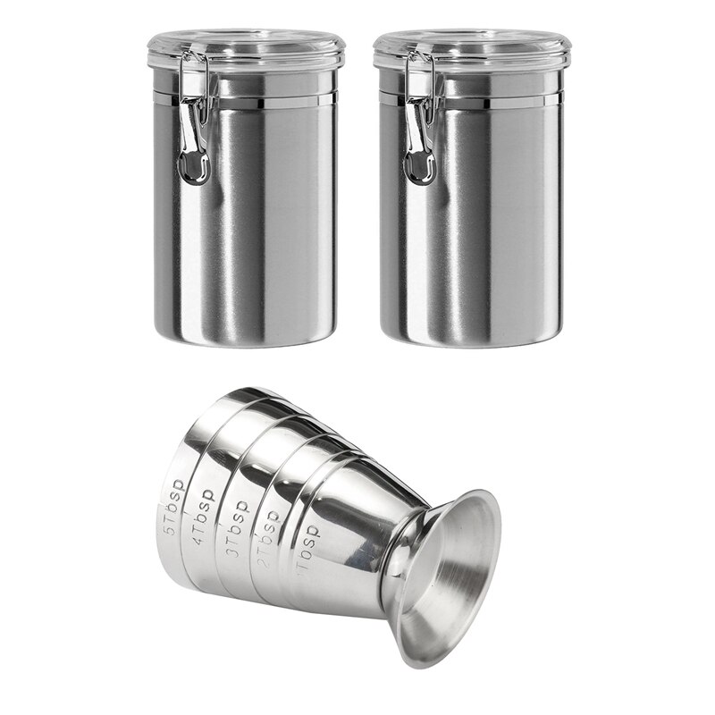 Lufttäta kanistrar set för köket rostfritt stål & mätande shot cup uns jigger bar cocktail drink mixer