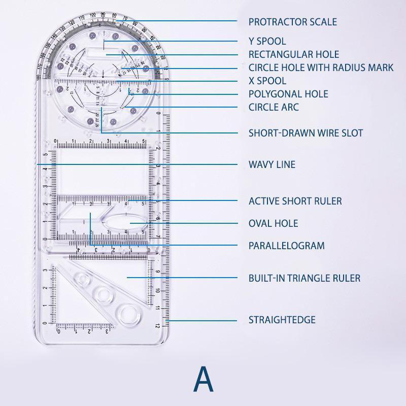Multifunctional Geometric Ruler Geometric Drawing Template Measuring Tool For School Office Supplies Drawing Measuring Ruler