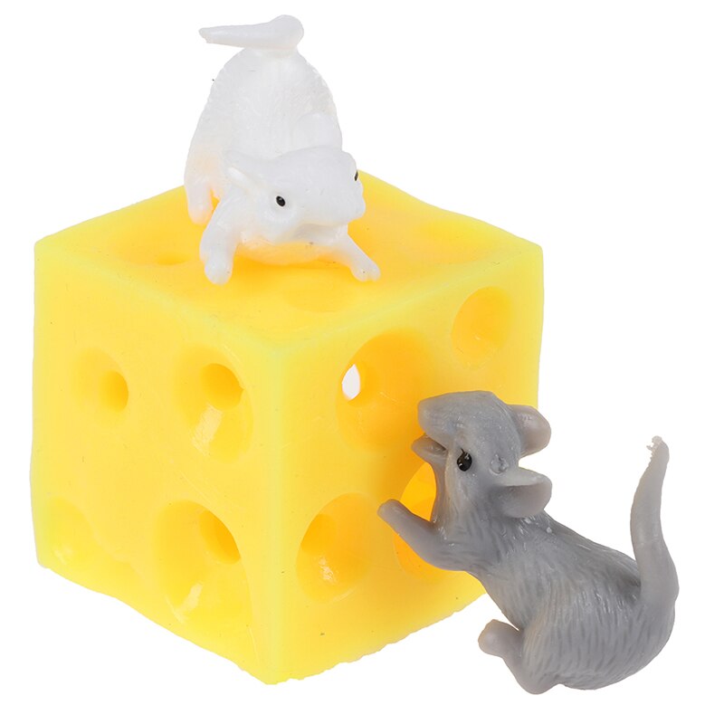 Divertente topo E Formaggio Dito Spremere Giocattoli Melma di Estrusione Elastico topo Nascondere in Formaggio del Foro di Blocco in reticolo Stressbusting Agitarsi Giocattolo