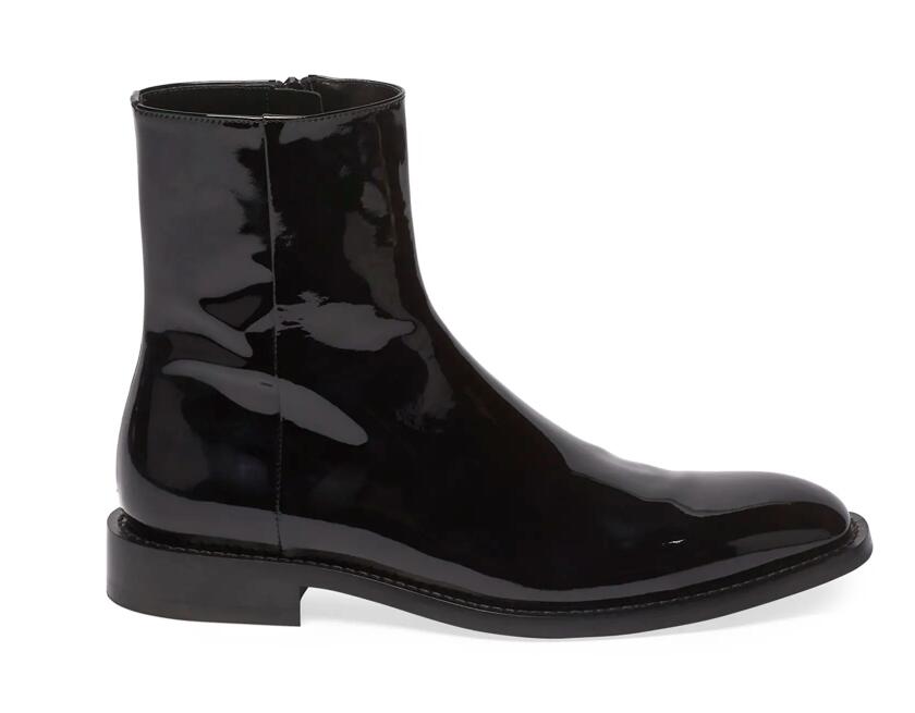 Herr pu läder dragkedja fotled skor spetsig tå lågklackat stövlar män casual klassiska all-match chelsea boots  tv796
