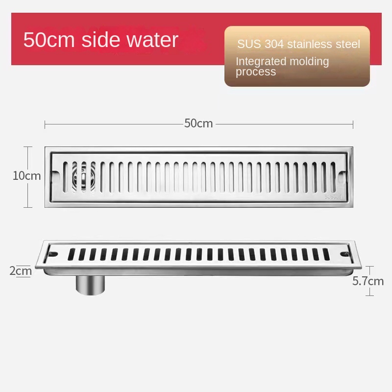 Strip Extended Floor Drain Stainless Steel Large Displacement Anti-Odor Barrier Hair Floor Drain Hotel Family Bathroom Balcony: Navy Blue