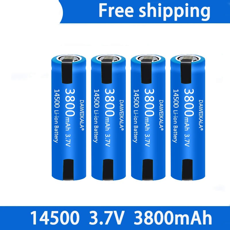 Batería 14500, batería de iones de litio de gran capacidad de 3,7 V, 3800mah, utilizada para cepillo de dientes eléctrico, maquinilla de afeitar, batería recargable de peluquero: Negro