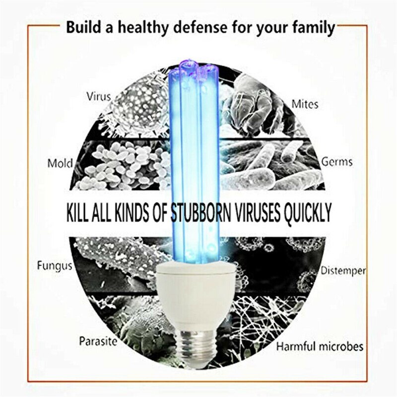 E27 Ultraviolet UV Light Tube Bulb Disinfection Lamp Germicidal Lamp Bulb 15W Ozone UV Lamp 220V