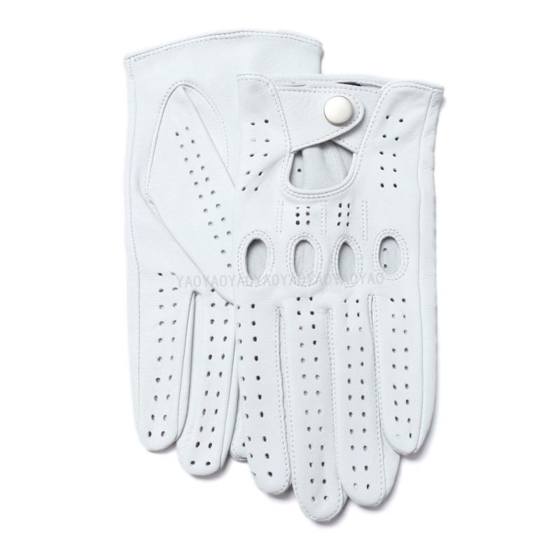 Gants de moto en cuir véritable pour hommes, en peau de mouton, à la , noirs, respirants, pour la conduite, mitaines pour hommes