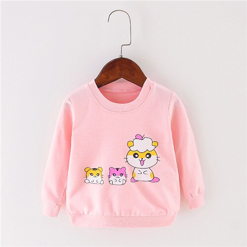 Baby toppe baby pige langærmede t-shirts bomuld t-shirt til piger hvid t-shirt tøj til nyfødte piger t-shirt 9m 12m 18m 24m: Lyserød / 9m
