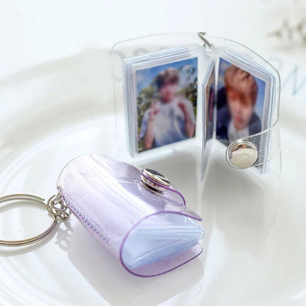 Tarjeta transparente de , 2 pulgadas, 16 bolsillos, soporte para fotos, llavero, tarjetero, carpetas, álbumes, Mini álbum de fotos