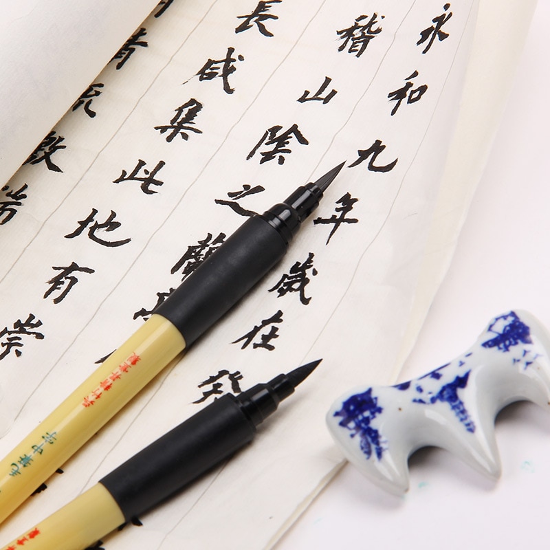 5pcs ZIG Kuretake Bimoji Felt Tip Hard&Brush for Manga/Calligraphy Signing Marker Straight Liquid Soft Comic Pen Art Supplies