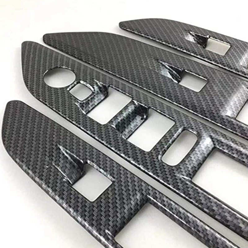 for Peugeot 3008 GT Carbon Fiber Window Lift Switch Button Cover Trims Door Armrest Panel Frame