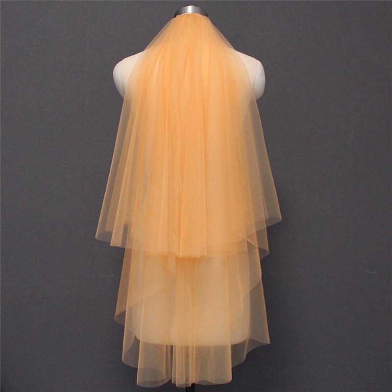 Plain Tule Bruiloft Sluier Zachte 2 Lagen Bridal Veil Met Metalen Kam 2T Cover Gezicht Sluier Accessoires: Goud