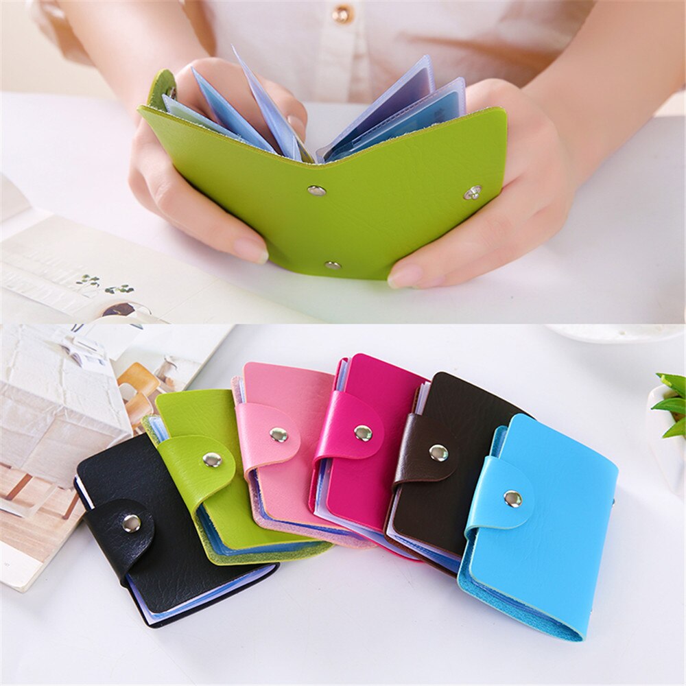 Porte-cartes de crédit 24 Bits, en PU, couleur unie, grande capacité, rangement, Clip, organisateur, étui pour identification, pochette