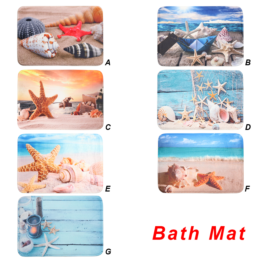 Alfombra de baño de impresión de estilo marino Felpudo de playa estrella de mar estera de suelo alfombra de dormitorio antideslizante alfombra de Tatami suave decoración de casa