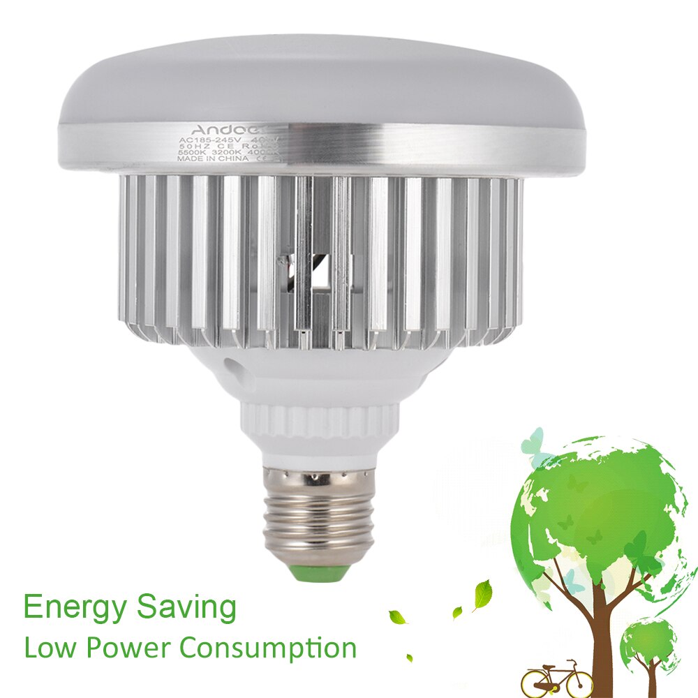 Andoer LED Shotography Light E27 40W Energy Saving LED Bulb Lamp 5500K 3200K 4000K Adjustable Color Temperature AC185-245V