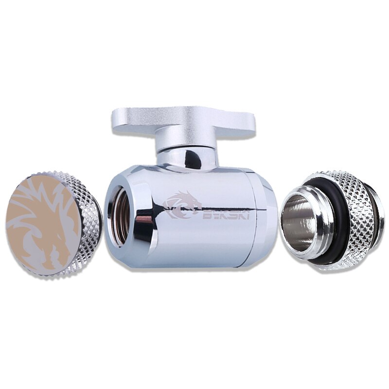 Bykski PC Water Cooling Fittings Combo Plug+Water Valve+Mini Double Male Fitting: Silver-KIT