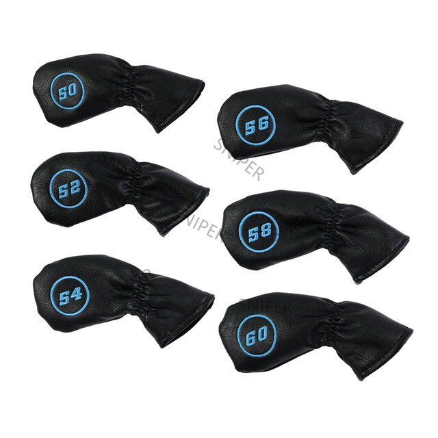 NRC Golf iron Headcovers Exquisite PU Thick PU Leather Golf Club Iron Head Covers Accessories: 6pcs black