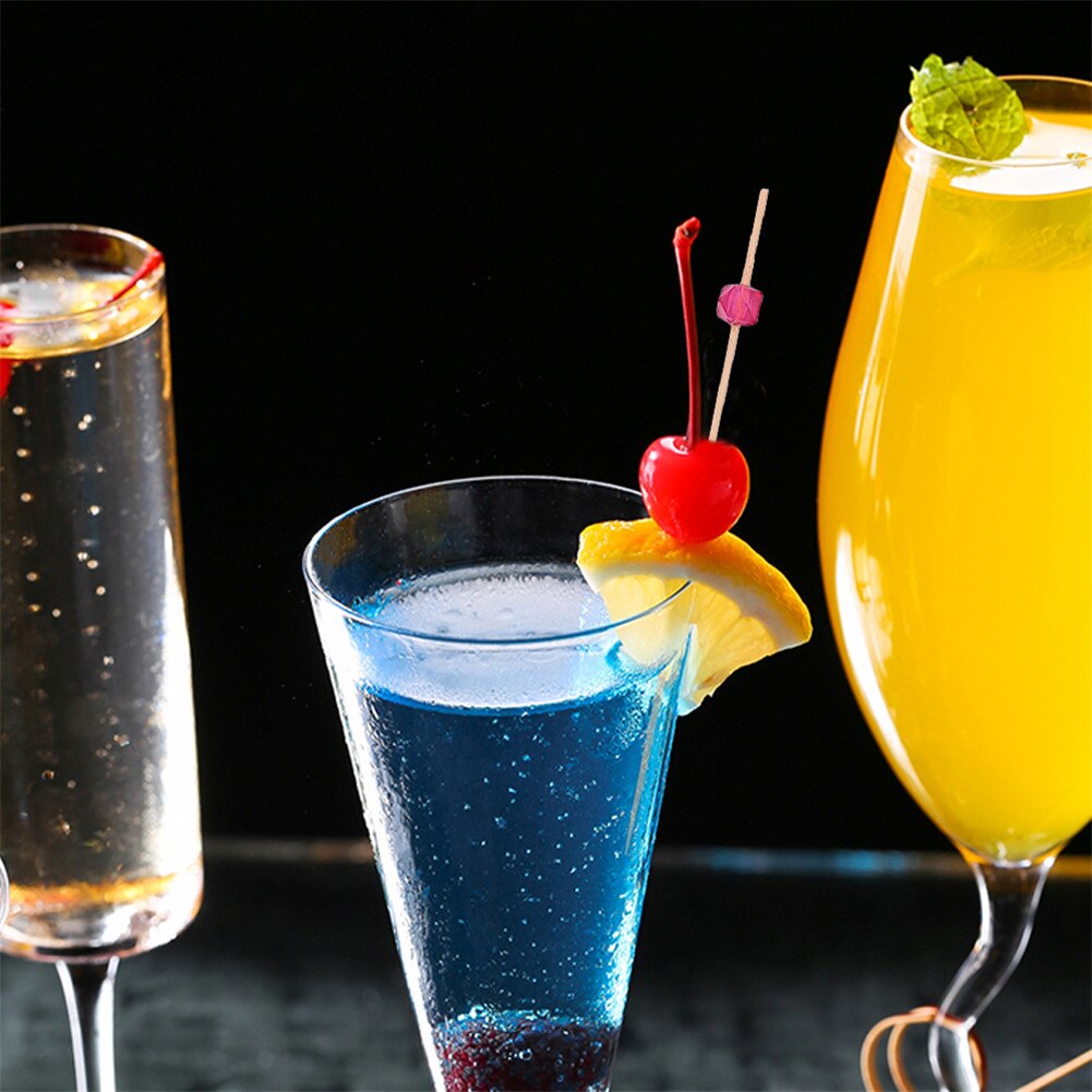 100PCS Disposable Bamboo Cocktail Skewer Fruit Skewer Sandwich Skewer Bead Head Art Skewer Insert For Parties