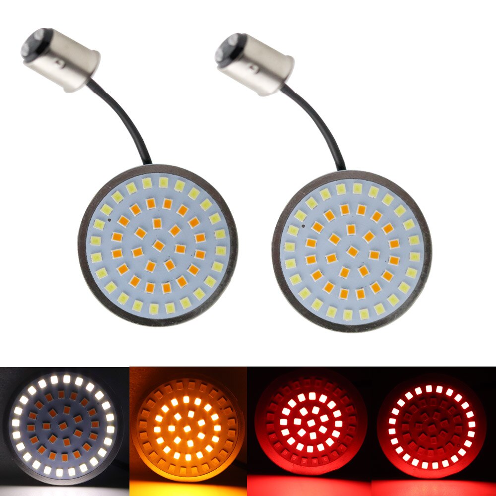 1Pair Motorcycle Led Turn Signals Kit for Harley Road Glide Touring Sportster with 1156 1157 Base White/Amber Led Turn Signal