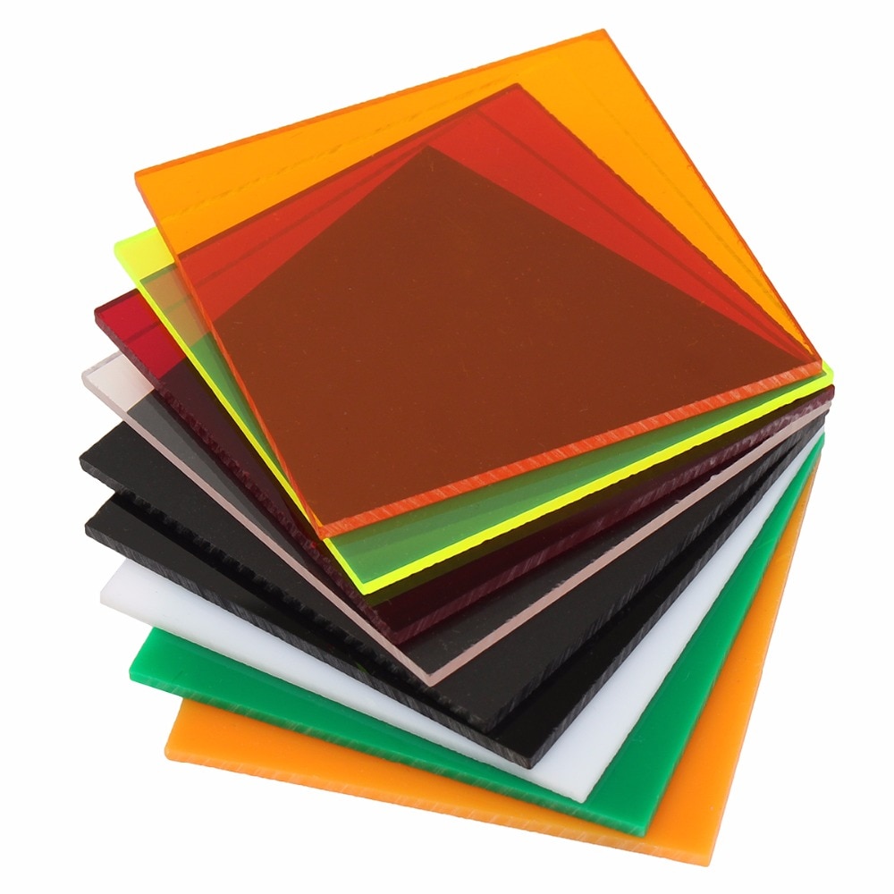 Feuilles de plexiglas teintées (PMMA) en acrylique Transparent | 100x100x2.8mm, plaque acrylique noir/blanc/rouge/vert/orange