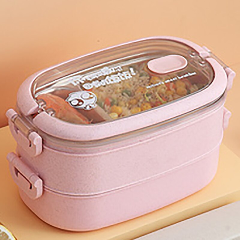 Draagbare Voedsel Container Lunchbox Student Kinderen Grote Capaciteit Laag Lunchbox 304 Rvs: Pink 2