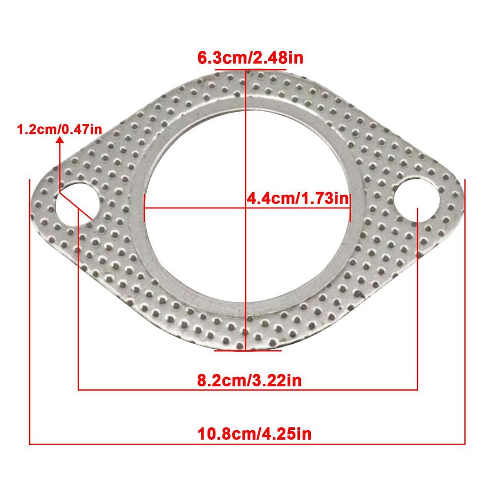 Exhaust Gasket - 10.8x6.3cm - Stainless Steel - High Temp Sealing Pad Replacement for Muffler: WHITE