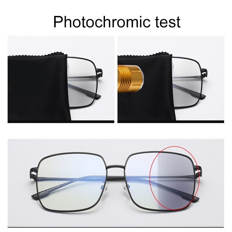 Chameleon Sunglasses with Anti Blue Light Glasses for Men Women Big Frame Square Photochromic Blue Ray Blocking Eyewear