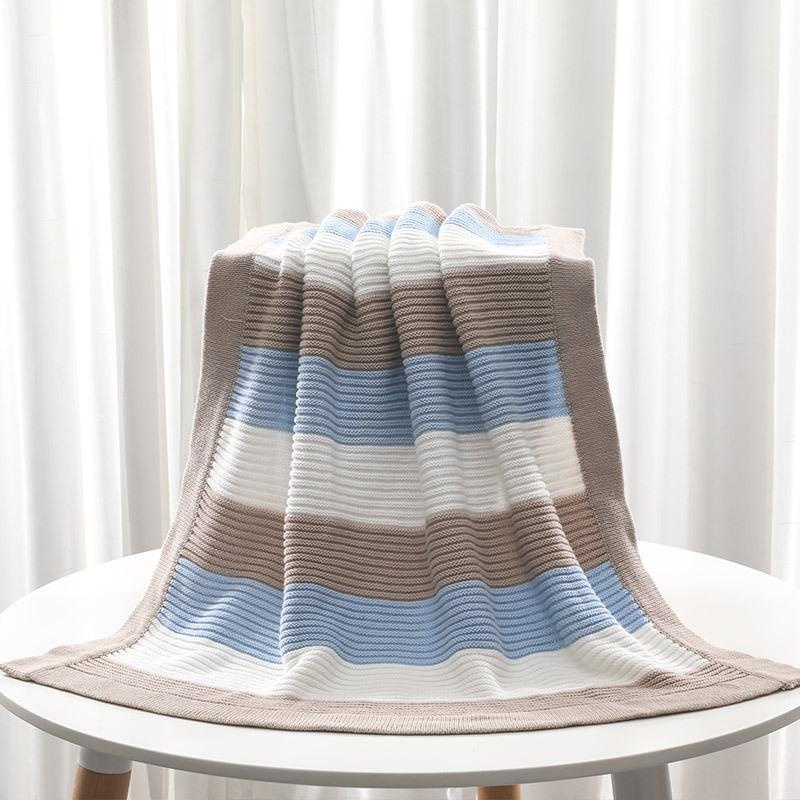 Manta para bebé Qomfortable y sábana de cama a rayas suaves, 70x90cm, 27,56in x 35,4 pulgadas, Kit de manta de algodón para cochecito de bebé recién nacido