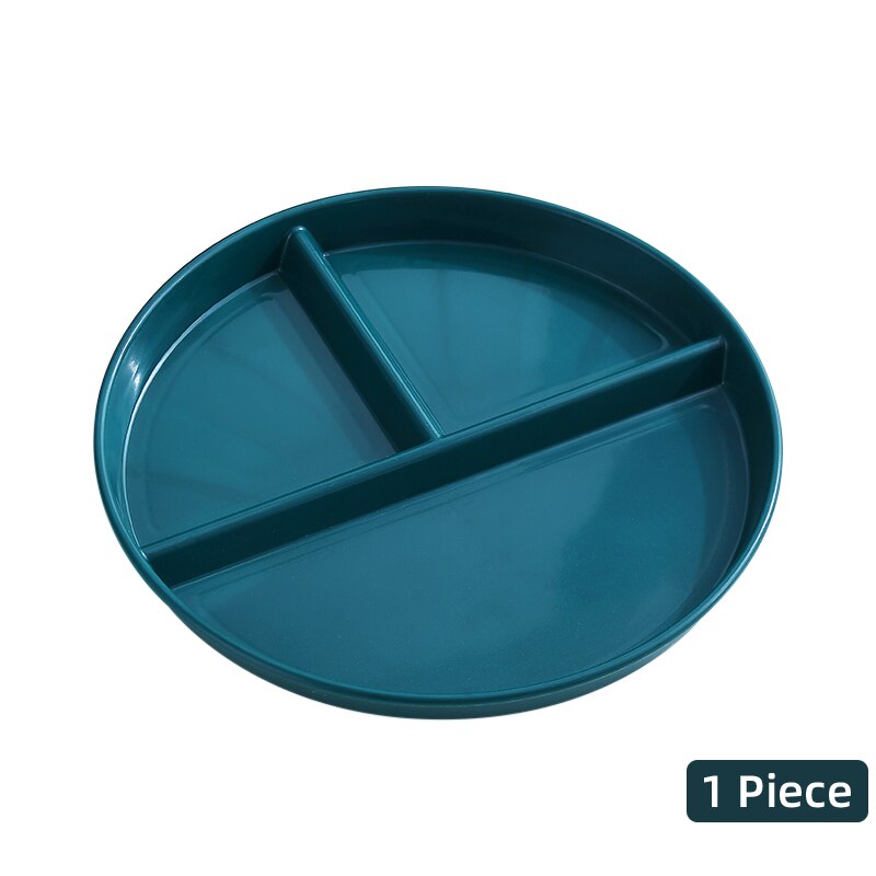 WORTHBUY Compartment Plate For Food Round Plastic Dinner Plates Kitchen Divided Plate Fruit Salad Plate Food Tray Dinnerware: Round 1 Pcs