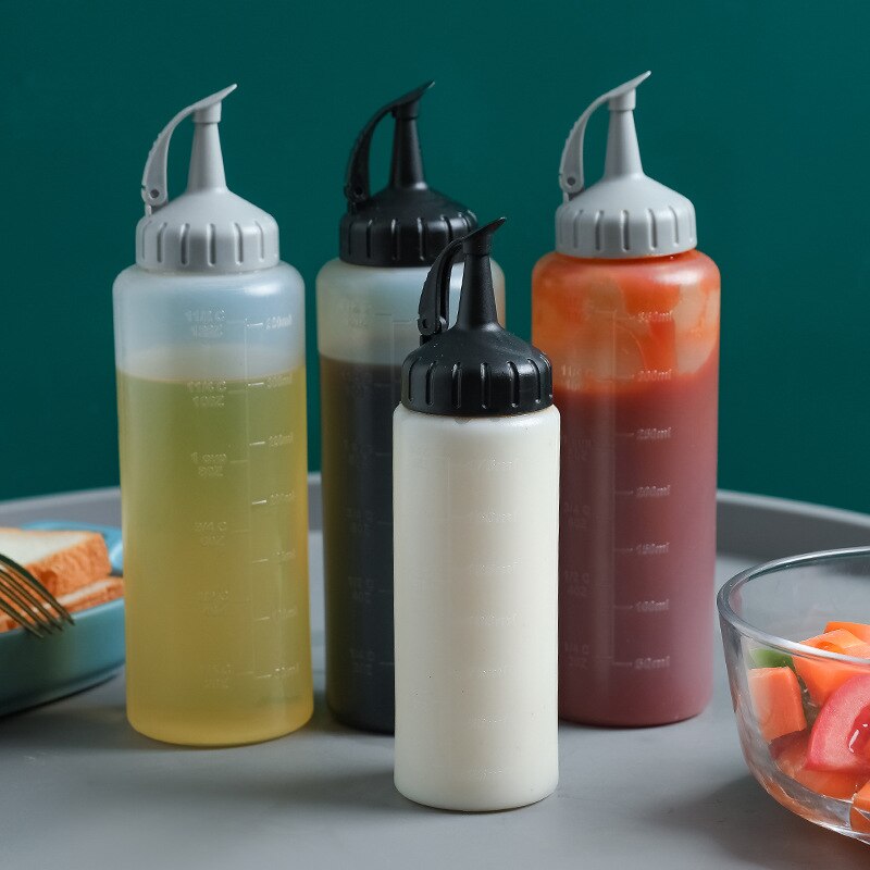 175/350ML Squeeze Condiment Bottles Oil Can Sealing Cap Seasoning Jar Salad Sauce Bottles Ketchup Bottle Kitchen Supplies