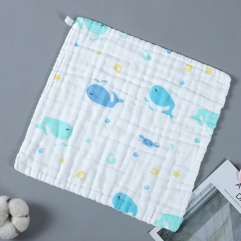 Baby Handdoek Cartoon Dieren Pasgeboren Gezicht Wassen Zakdoek Microfiber Peuter Katoen Gaas Veeg Doek Kinderen Levert: whale