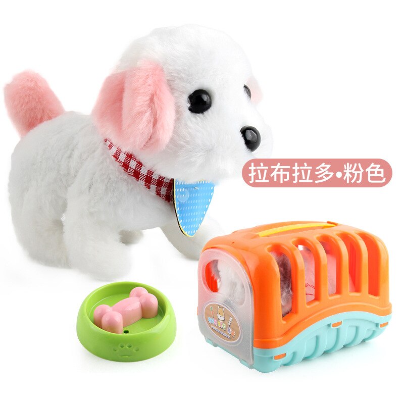 Bonito simulação elétrica cão coelho brinquedos de pelúcia sons andando robô inteligente filhote de cachorro brinquedo elétrico: 04
