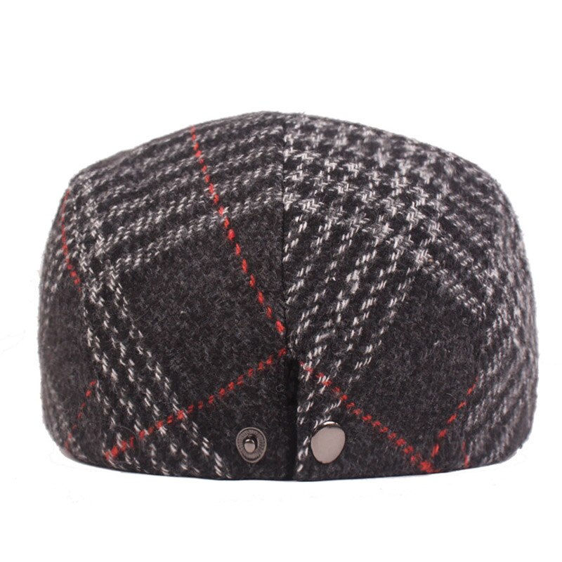 FS-Boina a cuadros de Tweed británico para hombre, gorros de lana plana, hiedra, Boina clásica a rayas, primavera e invierno