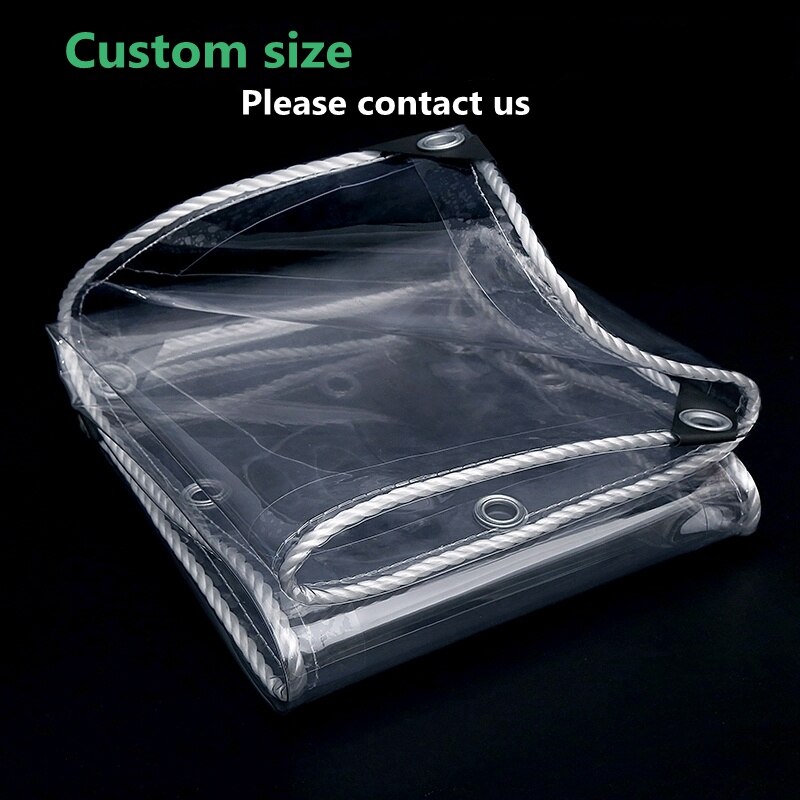 Thick 0.35mm Transparent PVC Rainproof Cloth Balcony Bonsai Succulent Plants Keep Warm Tarpaulin Pet Dog House Cover Waterproof: Custom size