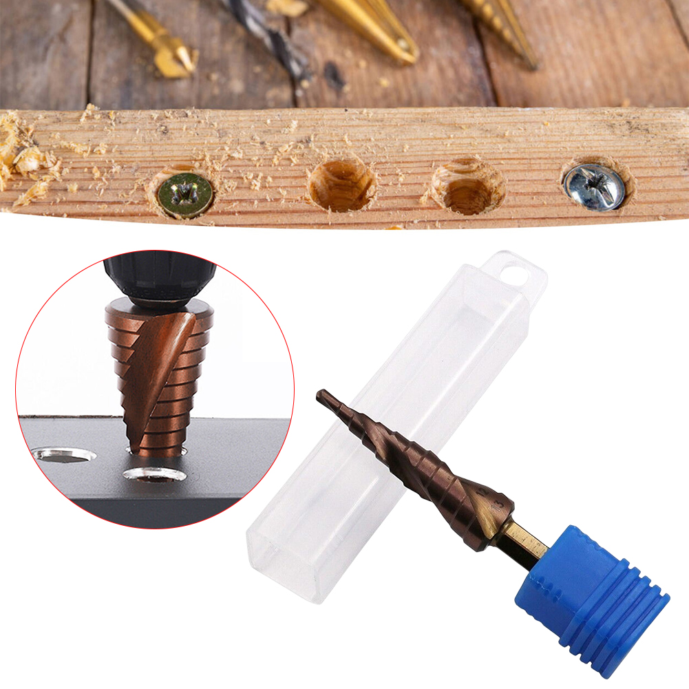 Broca escalonada de cobalto M35 hss-co, taladro de escalera con ranura en espiral de doble filo de 3-13mm, herramienta de perforación de cono escalonado de cobalto hss-co