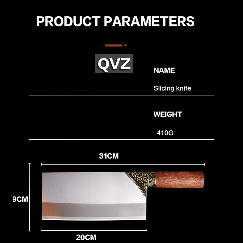 Cleaver Knife Kitchen Chef Knife Stainless Steel Razor Sharp Slicing Knife Meat Chopping Knife Wood Handle Chinese Kitchen Knife