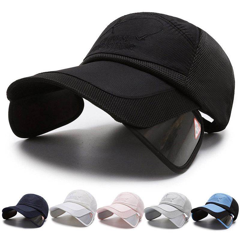 Zonnehoed Intrekbare Brede Rand Vissen Hoeden Uv-bescherming Ademend Verstelbare Baseball Cap Voor Strand Golf Hardlopen Tennis
