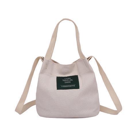 Canvas Bag Female Korean Style Totes Messenger Bag Casual Small Mini Handbag Shoulder Bags Female Bucket Bag Handbags Women Bags: Beige