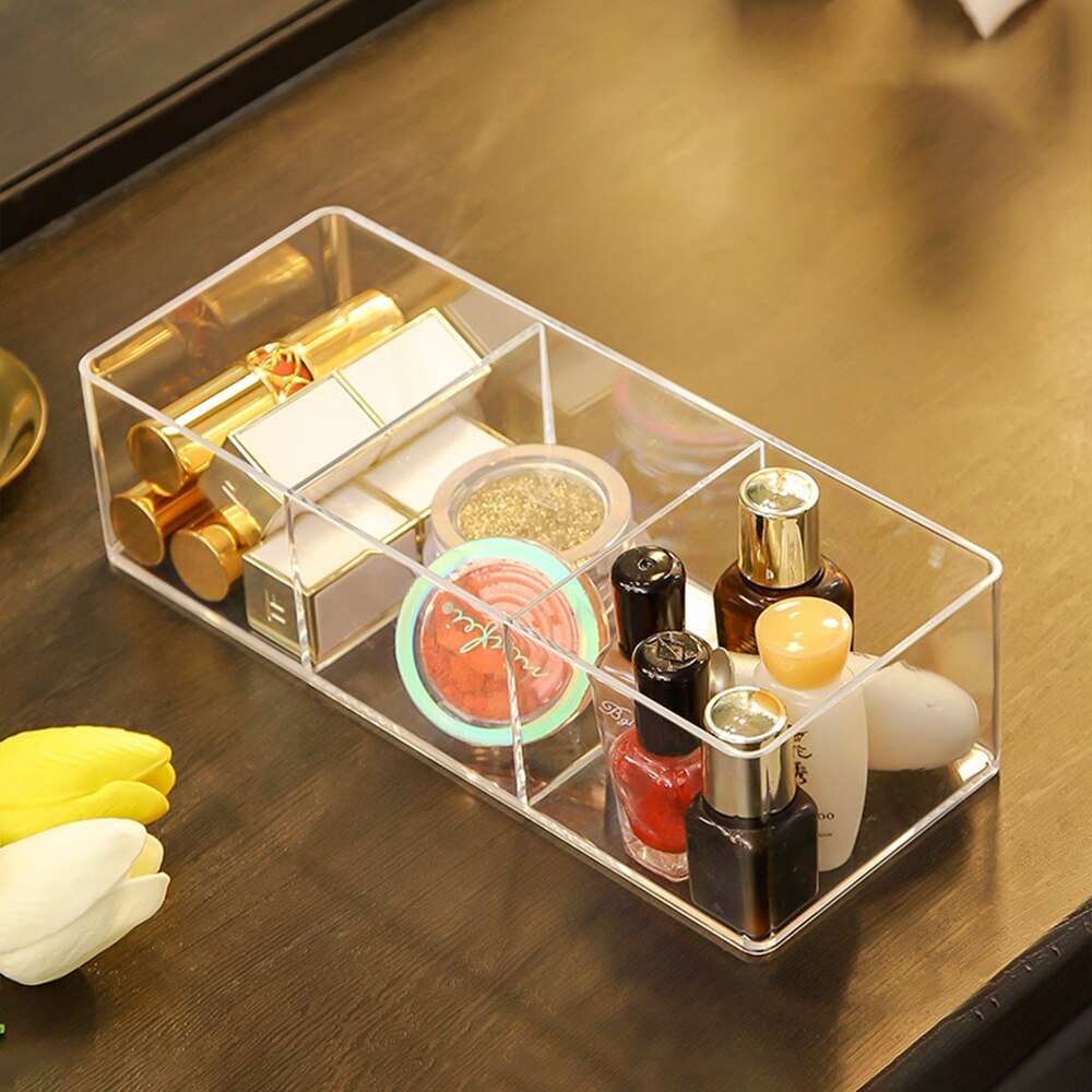 Boîte de rangement transparente en acrylique à couches pour maquillage, coiffeuse, cosmétique, rouge à lèvres, grille de finition, tiroir de bureau, compartiment de rangement: B