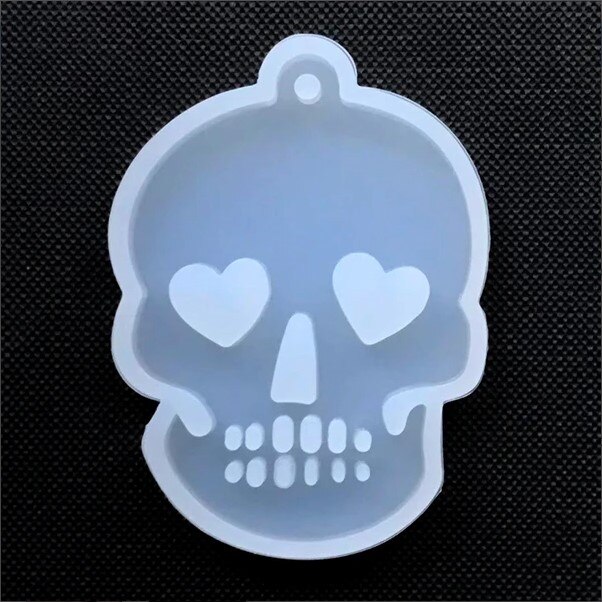 Skull with Heart Eye Silicone Mold Halloween Jewelry Making Clear Mold for UV Resin Epoxy Resin Mould Resin Jewelry Mold: Default Title