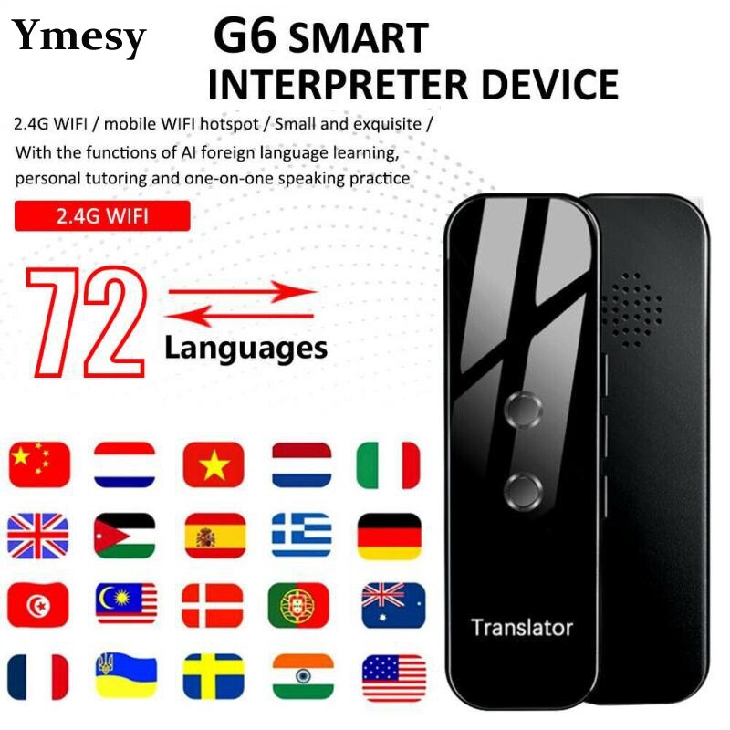 Ymesy G6 Draagbare Audio Vertaler Instant Voice Vertaler Ondersteuning 72 Talen 3 In 1 Voice Tekst Bluetooth Vertaler