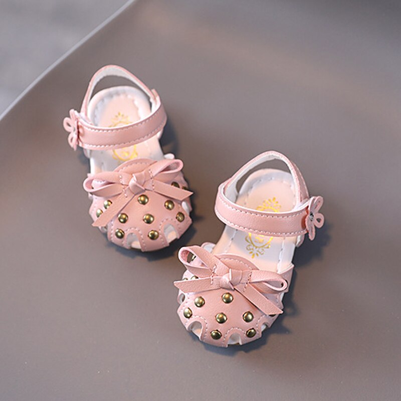 Toddler Girl Summer Pink Princess Kids Soft Sole Leather Shoes for Girls Flower Casual Children Flat Heel Silver Butterfly Knot
