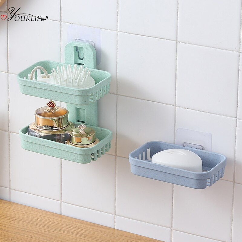 OYOURLIFE ścienna mydelniczka ze słomy pszennej łazienka dwuwarstwowa tacka na mydło mydelniczka prysznicowa akcesoria łazienkowe