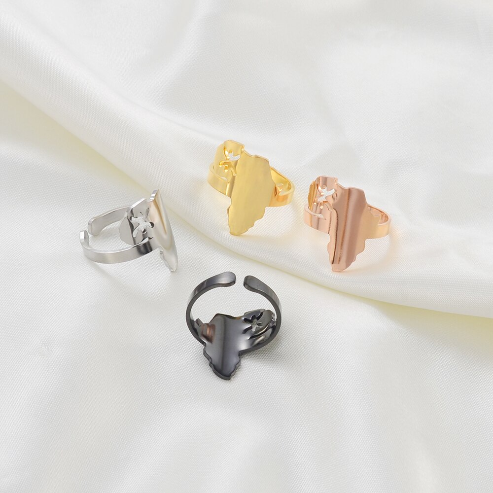 Anniyo Afrika Kaart Berbers Ring Afrikaanse Berber Sieraden Vinger Ring Voor Amazigh Vrouwen Mannen #264121