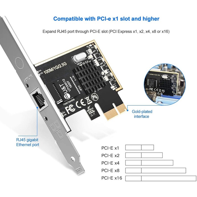 Carte réseau Lan PCIe Express 2500M RJ45, adaptateur réseau RJ45 RTL8152, Chipset compatible Windows Linux