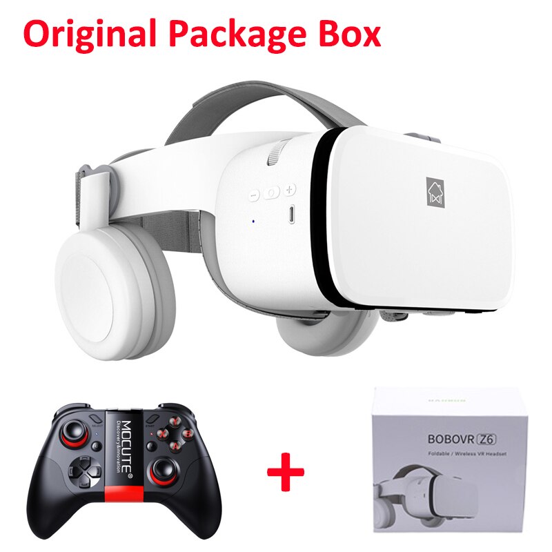 Bobo vr  z6 bluetooth 3d briller virtual reality box google pap stereo mikrofon headset hjelm til 4.7-6.2 " smartphone+joystick