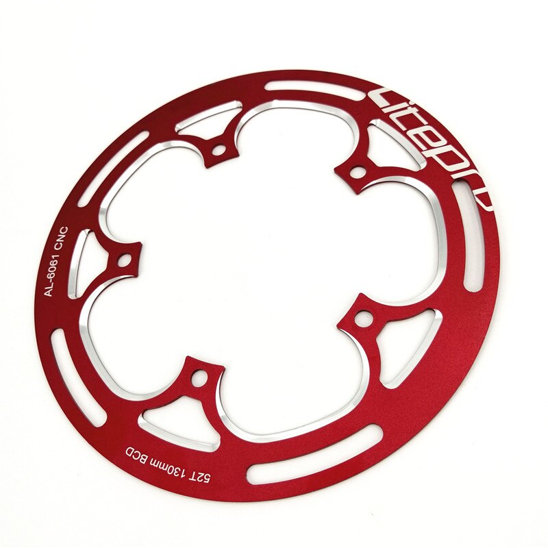 Litepro kædehjul kæde beskyttelsesplade 130 bcd 48/50/52t enkelt hastighed kædehjul tandhjul beskyttelsesafdækning: Rød